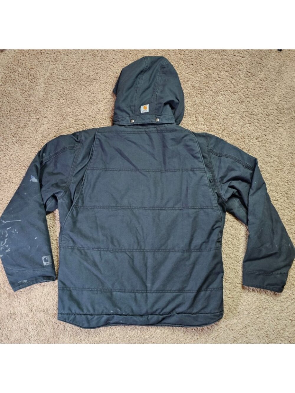 Carhartt Quick Duck Livingston Jacket Mens L Tall Black Thinsulate Hood Workwear - Picture 2 of 12